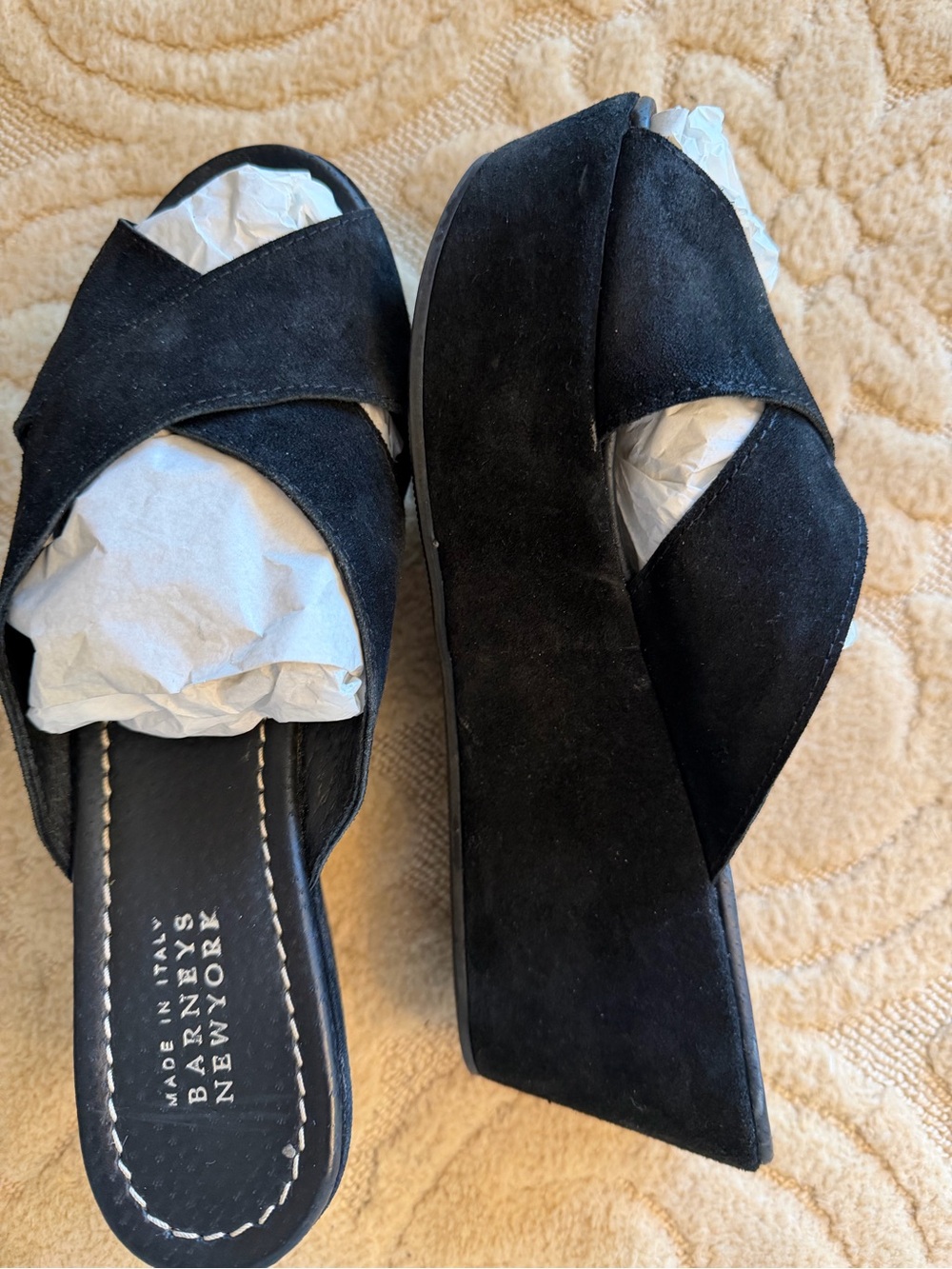 Black suede Slides -comfortable ! by Barneys New York